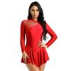 ACSUSS Women Lyrical Turtleneck Figure Ice Skating Dress Backless Leotard Dancewear Costume Red Medium view 4