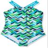 Kanu Surf Girls' Big Ruby Chevron Beach Sport 1-Piece Swimsuit, Navy/Green, 12 view 1