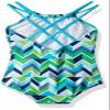 Kanu Surf Girls' Big Ruby Chevron Beach Sport 1-Piece Swimsuit, Navy/Green, 12 view 2