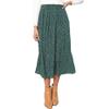 Exlura Womens High Waist Polka Dot Pleated Skirt Midi Swing Skirt with Pockets Green X-Large view 1