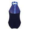 Alvivi Girls Kids Halter-neck Shiny Metallic Splice Ballet Dance Leotard Tops Gymnastics Dancewear Blue 5-6 view 2