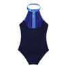 Alvivi Girls Kids Halter-neck Shiny Metallic Splice Ballet Dance Leotard Tops Gymnastics Dancewear Blue 5-6 view 4