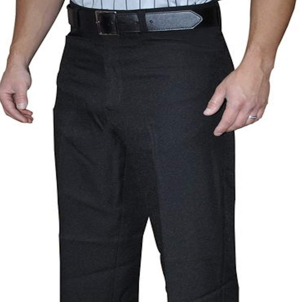 Smitty | BKS-275 | Black 100% Polyester Flat Front Official's Pants with Western Cut Pockets and Belt Loops (32)
