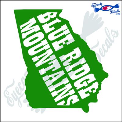 Eyecandy Decals Georgia Shape with Blue Ridge Mountains 6 INCH Decal Sticker Green
