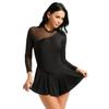 iiniim Womens Lyrical Long Sleeve Dance Dress Rhinestone Figure Ice Skating Dress Backless Gymnastics Leotard Black Medium view 3