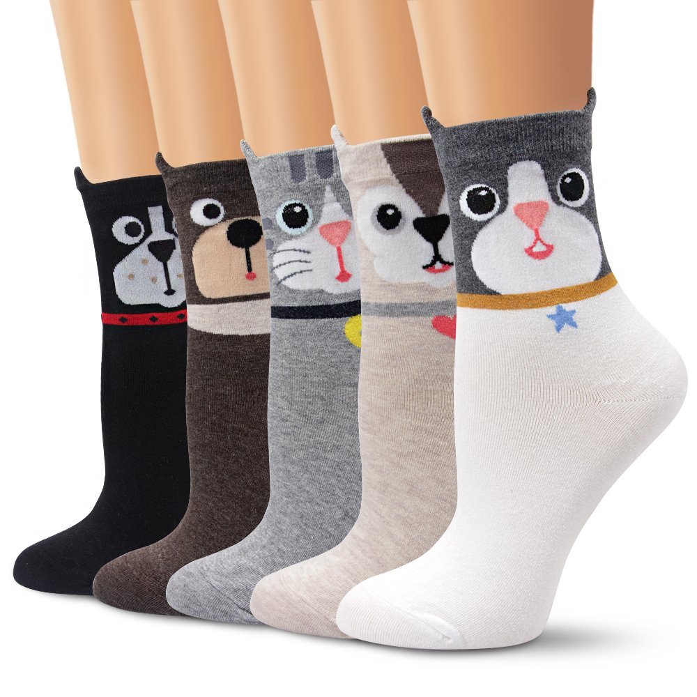 Ambielly Colorful Cute Animal Design Patterned Women's Casual Cotton Socks