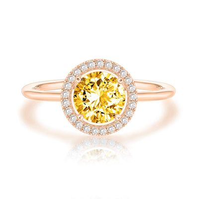 PAVOI Crystal 14K Rose Gold Plated Birthstone Rings | Rose Gold Rings for Women | Citrine Ring