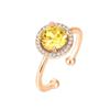 PAVOI Crystal 14K Rose Gold Plated Birthstone Rings | Rose Gold Rings for Women | Citrine Ring view 4