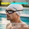 CRG Silicone Swimming Cap, UV Protection Anti Fog Adult Adjustable Swimming Swim Goggles Set for Man, Women, Adult (White 890BR) view 2