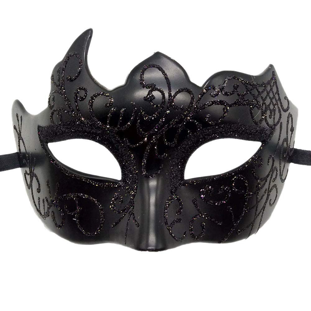 Seglorwy Masquerade Mask for Men Vintage Venetian Mardi Gras Halloween Christmas Party Masks (Black)
