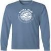 Joe's USA - Koloa Circle Wave Vintage Pigment Dyed Long Sleeve Tee (X-Large, Denim Blue with White) view 1