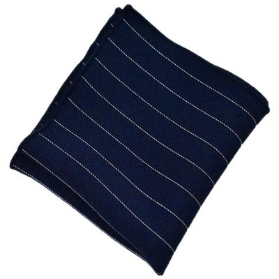 Flairs New York Gentleman's Essentials Weekend Casual Pocket Square Handkerchief (Navy Blue/White Stripes)
