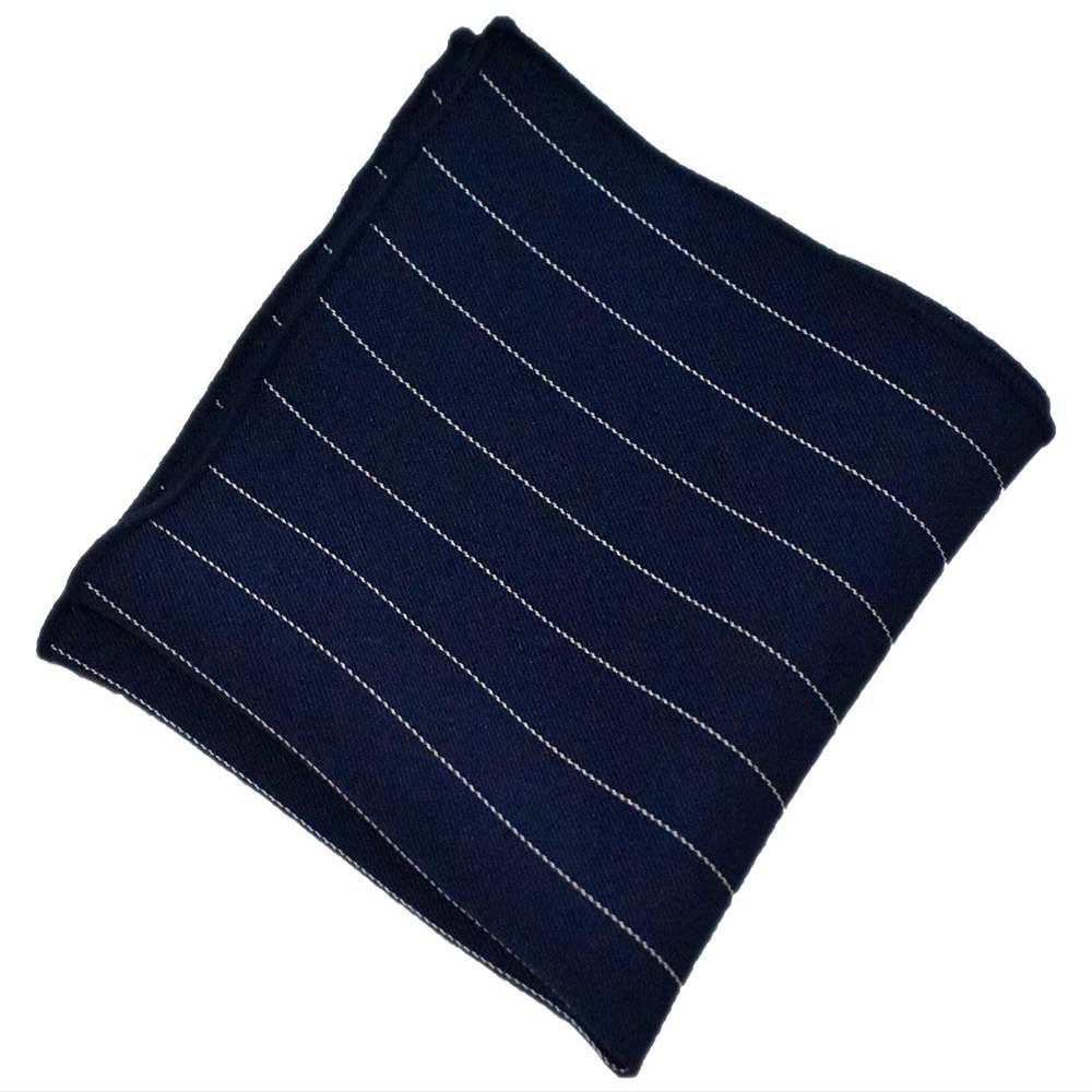 Flairs New York Gentleman's Essentials Weekend Casual Pocket Square Handkerchief (Navy Blue/White Stripes)
