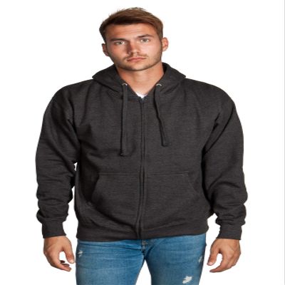 Zeratova Zip Up Hoodie Men, Full Zipper Long Sleave Hooded Sweatshirt Fleece Jacket Men, Winter Warm Pullover with Kangaroo Pocket Charcoal Black, Small