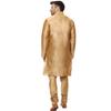Veera Paridhaan Men's Silk Plain Chinese Collar Kurta with Payjama (L, Golden1) view 4