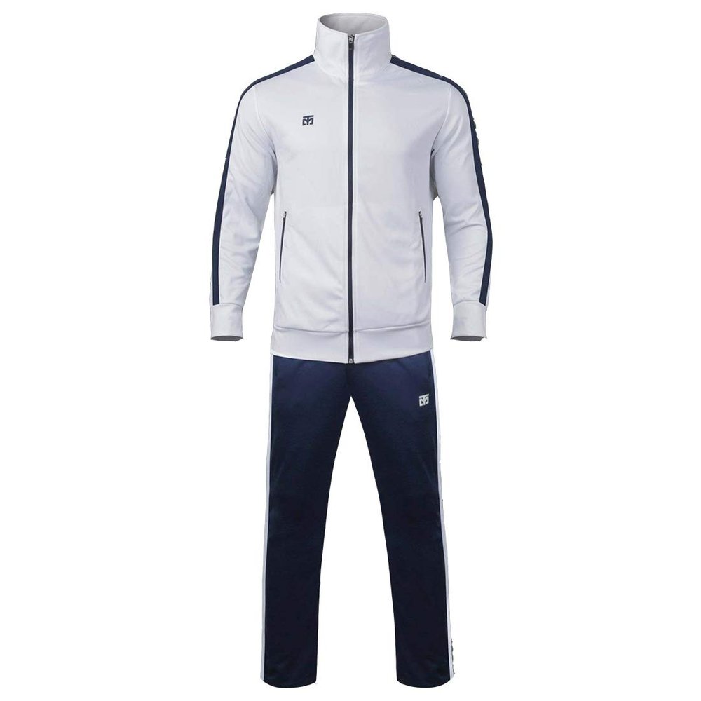 MOOTO Taekwondo Evan Training Set(Jacket+Pants) Korea TKD MMA Martial Arts Kick Boxing Team Uniform (1) White & Navy, 190(Height: 190~199 cm)(74.4~78.3 inch)