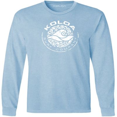 Joe's USA Koloa Circle Wave Vintage Pigment Dyed Long Sleeve Tee - 2XL (Glacier/W)