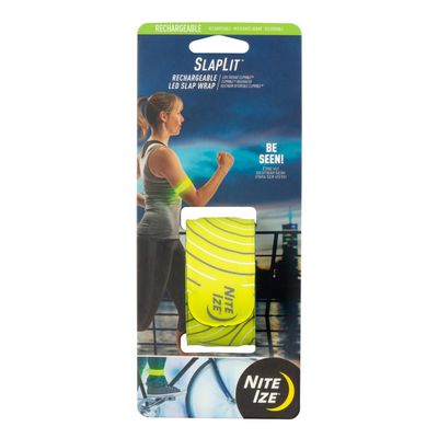 Nite Ize SlapLit Rechargeable LED Slap Wrap - Light-Up Slap Band for Wrists or Ankles - Wristband for Nighttime Visibility - Running, Biking, Hiking & More - Neon Yellow with Green LED