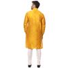 Veera Paridhaan Men Silk Plain Chinese Collar Kurta With Payjama (Yellow-White, 3XL-46) view 4