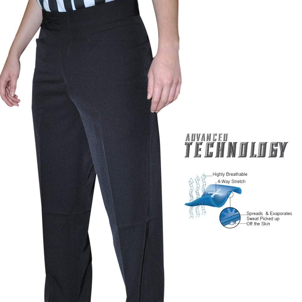 Smitty | BKS-282 | Women's 4-Way Stretch Black Pleated Official's Pants | Slash Pockets | Basketball Wrestling | Referee's Choice (6)