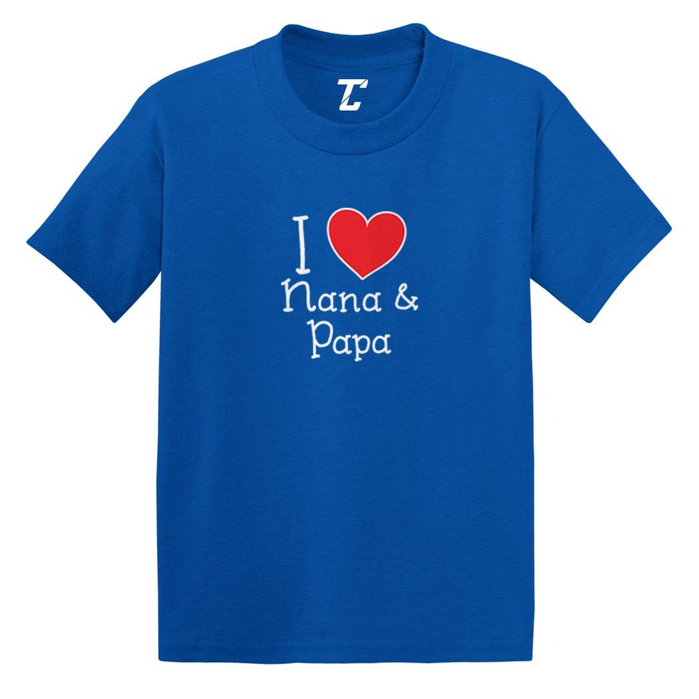 I Love My Nana & Papa - Heart Cute Infant/Toddler Cotton Jersey T-Shirt (Royal Blue, 2T)