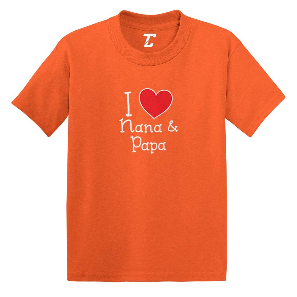 I Love My Nana & Papa - Heart Cute Infant/Toddler Cotton Jersey T-Shirt (Orange, 24 Months)