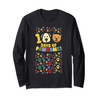 100th Day Of School Longsleeve Shirt 100 Day Pawsome Dog Cat