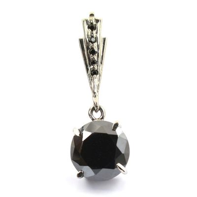 skyjewels Certified 5.00 Ct Round Black Diamond Solitaire Sterling Silver Pendant Gift for Birthday, Anniversary, Wedding