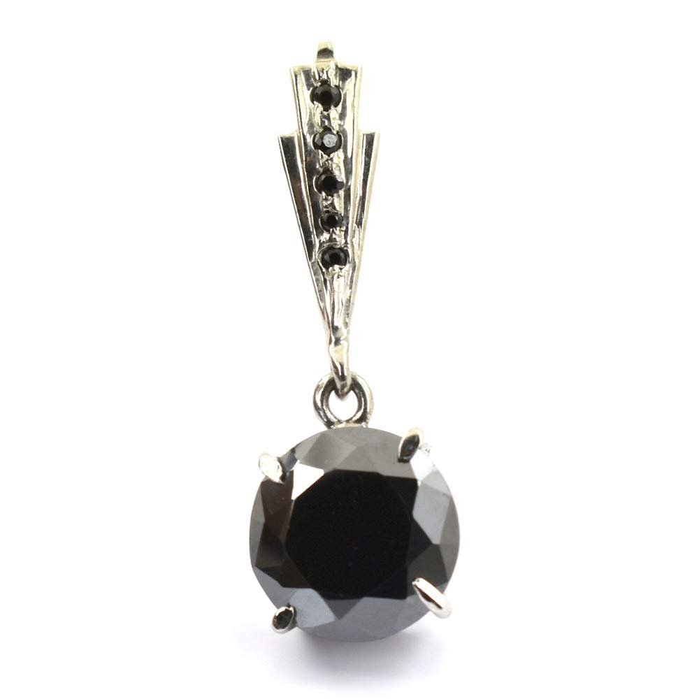 skyjewels Certified 5.00 Ct Round Black Diamond Solitaire Sterling Silver Pendant Gift for Birthday, Anniversary, Wedding