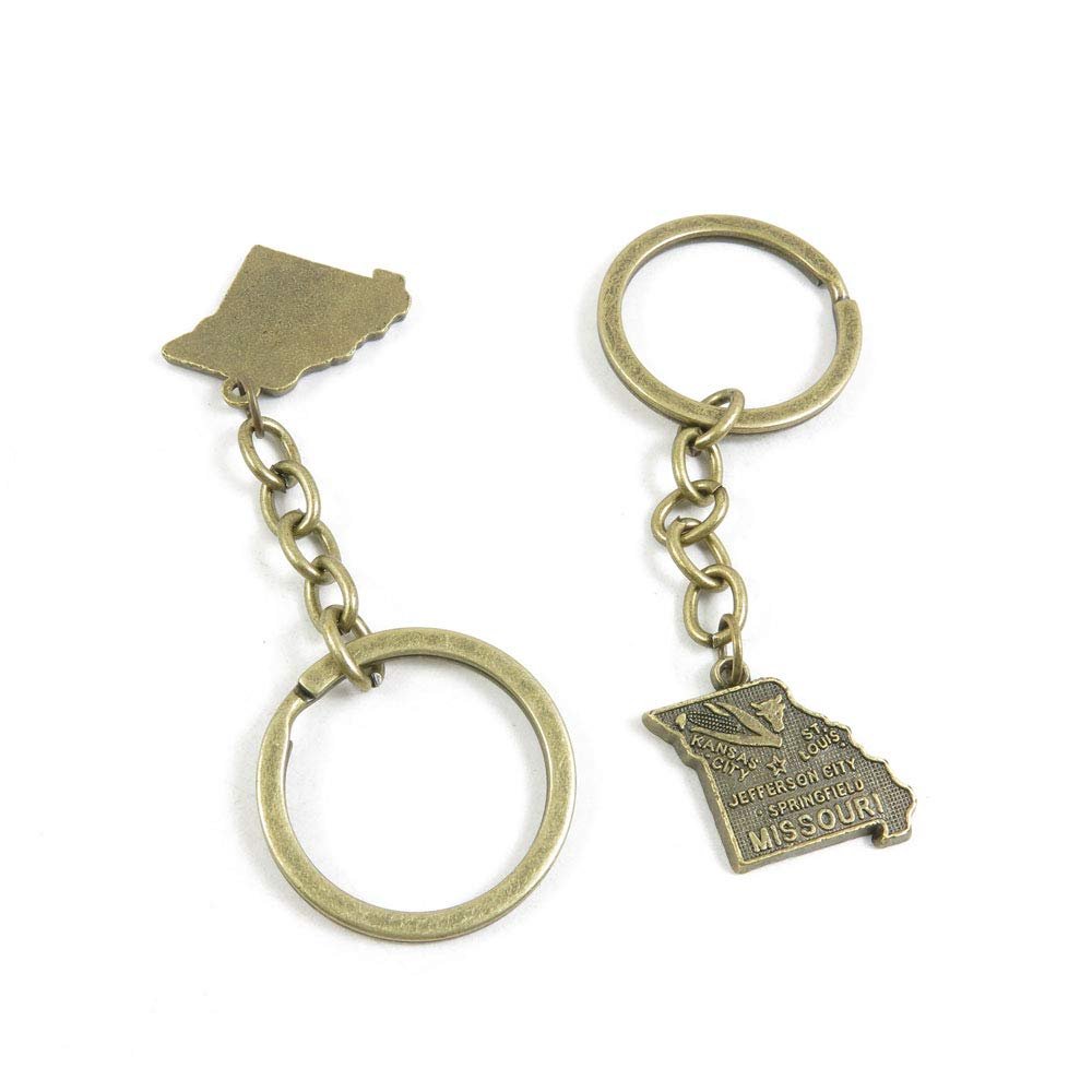 5 Items Keychain Keyring Key Tags Chains Rings Jewelry Bag Charms B4FG6 Missouri Map Tag