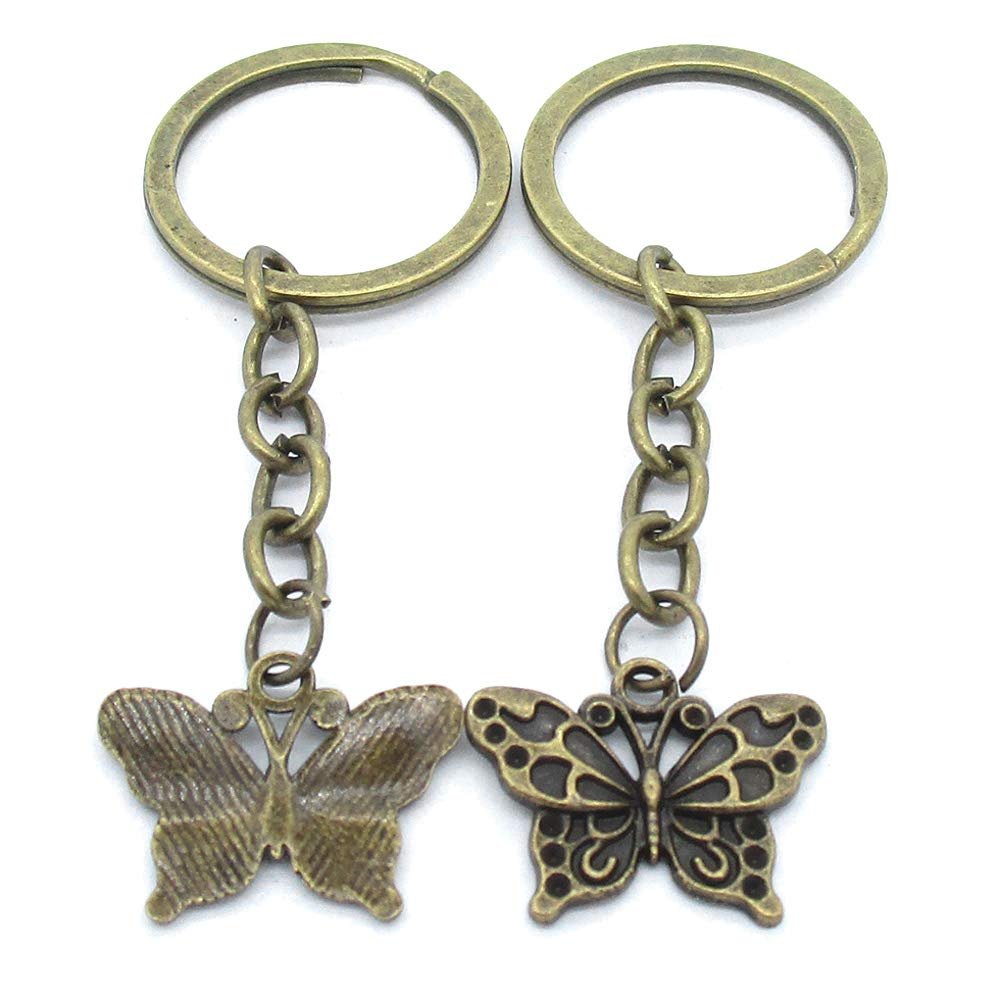 20 Items Keychain Keyring Key Tags Chains Rings Jewelry Bag Charms AA442 Butterfly