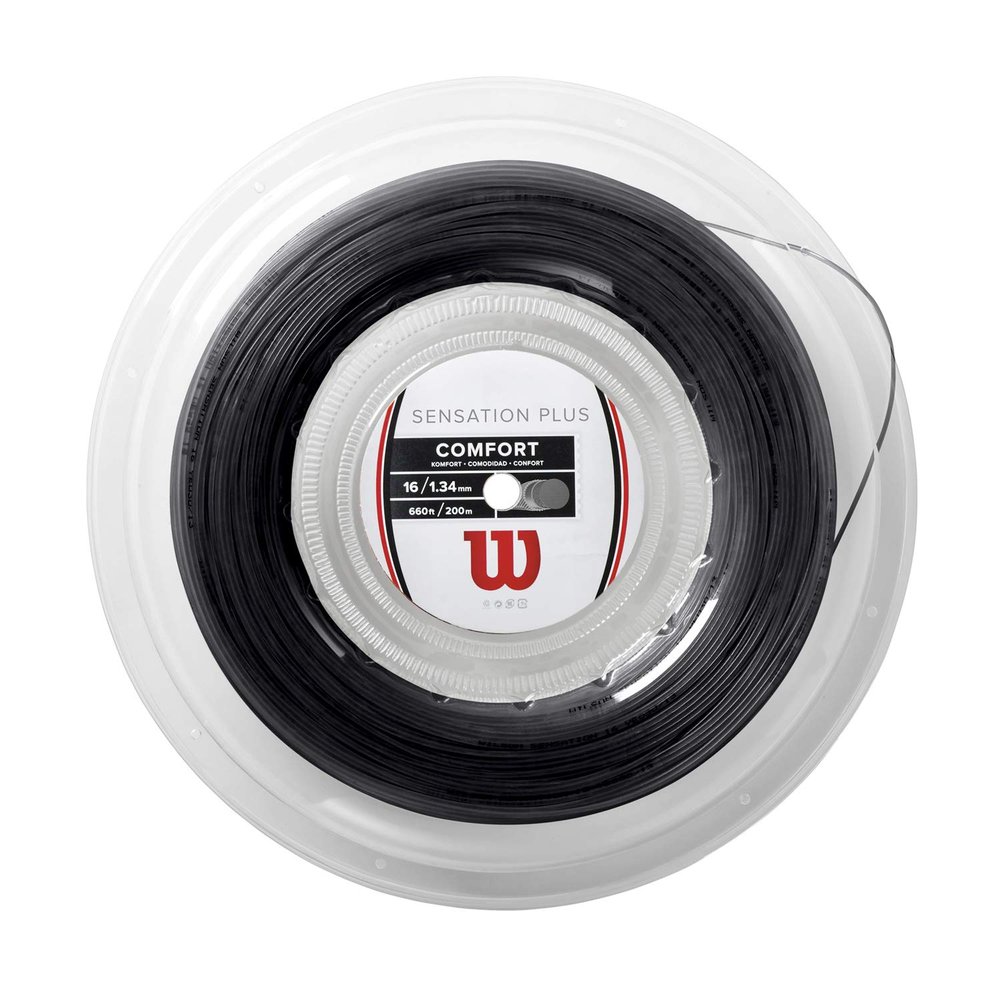 Wilson Sensation Plus 16 Tennis String - 200m Reel, Black