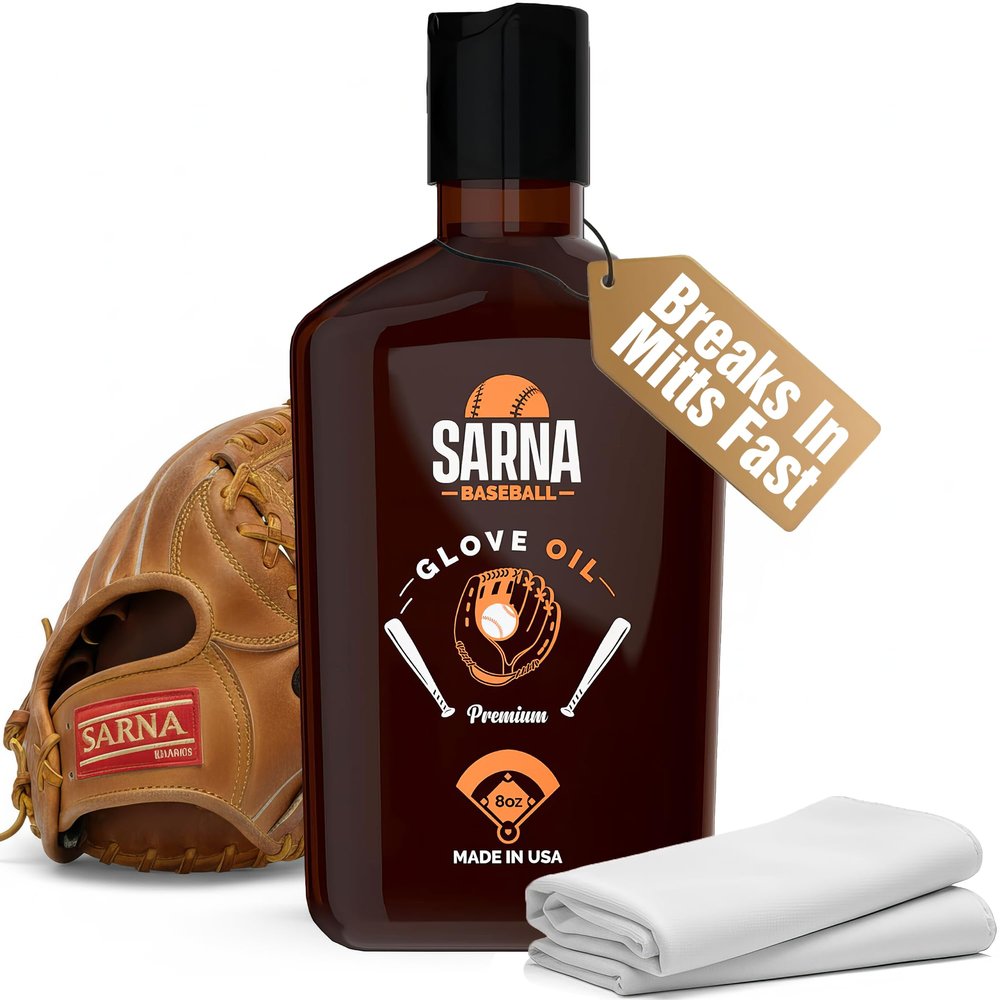 SARNA BASEBALL Glove Oil, 8 Oz  Break in Faster & Soften Leather Without Grease  Lanolin-Based Formula Helps Prevent Deterioration  Leather Oil for Gloves & Mitts Made in USA