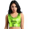 Freebily Women's Shiny Metallic Vest Rave Festival Clubwear Crop Top Dance Tank Tops Fluorescent Green Shiny Metallic One Size view 1