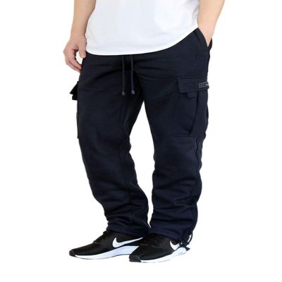 AIRNINE Men's Fleece Cargo Sweatpants Heavyweight M-5XL (Navy, Large)