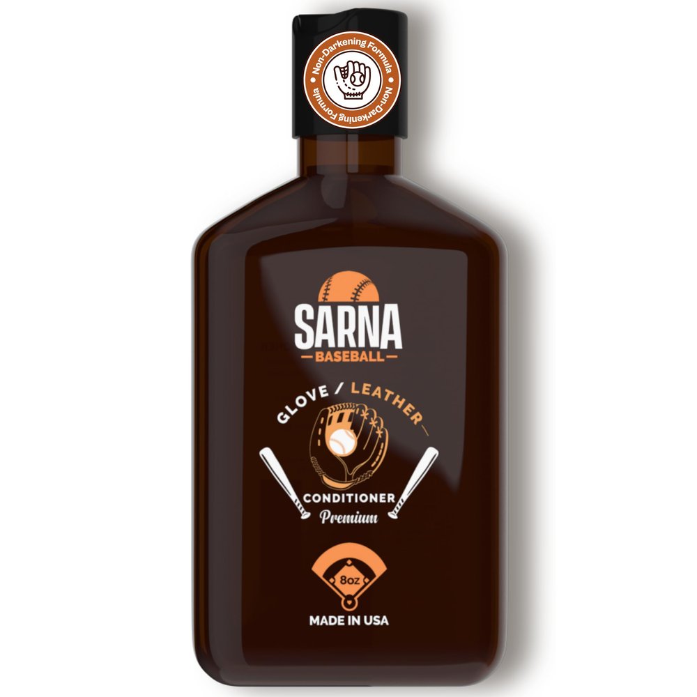 SARNA BASEBALL Glove Conditioner, Liquid, 8 Oz  Break in Faster, Keep Leather Maintained  Water-Based, Non-Darkening, No Sticky Residue  Glove Conditioner for Mitts & Softball Gear Made in USA