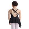 Agoky 2pcs Girls Long Sleeve/Sleeveless Leotard with Pro Tight Skirt Ballet Dance Tutu Dress Outfit Black Criss-Cross Back 4 view 1