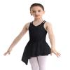 Agoky 2pcs Girls Long Sleeve/Sleeveless Leotard with Pro Tight Skirt Ballet Dance Tutu Dress Outfit Black Criss-Cross Back 4 view 3