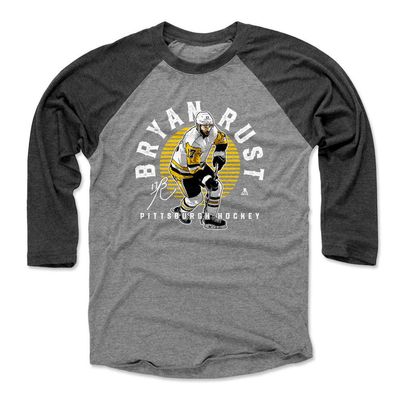 500 LEVEL Bryan Rust Tee Shirt (Baseball Tee, XXX-Large, Black/Heather Gray) - Pittsburgh Raglan Tee - Bryan Rust Emblem Y WHT