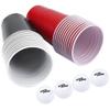 TOPINCN Beer Pong Drinking Game Set 22PCS Plastic Game Cups with 4PCS Pong Balls Outdoor Camping Pub Party Supplies 16oz(red Cups 11+Black cups11+4balls) view 4