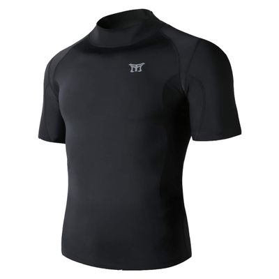 MOOTO Taekwondo Rash Guard Top 2 Type(Round Neck, Turtle Neck) TKD MMA Martial Arts Team (3) Turtleneck_Black, S