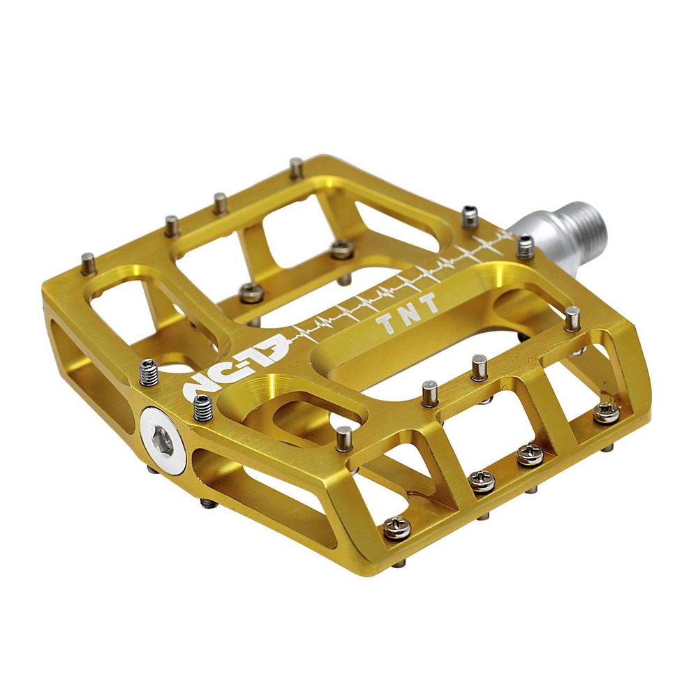 NC-17 Sudpin IV XL TNT Aluminium Platform Pedals / Mountain Bike Pedal / BMX Pedal / Flat Height 17.7 mm / Fail Safe System / Precision Bearing + Cr-Mo Axle / Includes Replacement Pins, Gold, XL