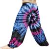 Full Funk Wide Breezy Leg Rayon Tie Dyed Elastic Waist Thin Summer Pants, Medium, Black Dark Blue view 2