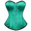 Grebrafan Women's Plus Size Satin Overbust Lace up Boned Corsets Shapewear Outfit (US(14-16) 3XL, Green) view 1