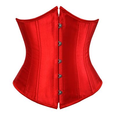 Grebrafan Women's Lace up Boned Brocade Waist Training Underbust Corsets Plus Size (US(18-20) 5XL, Red)