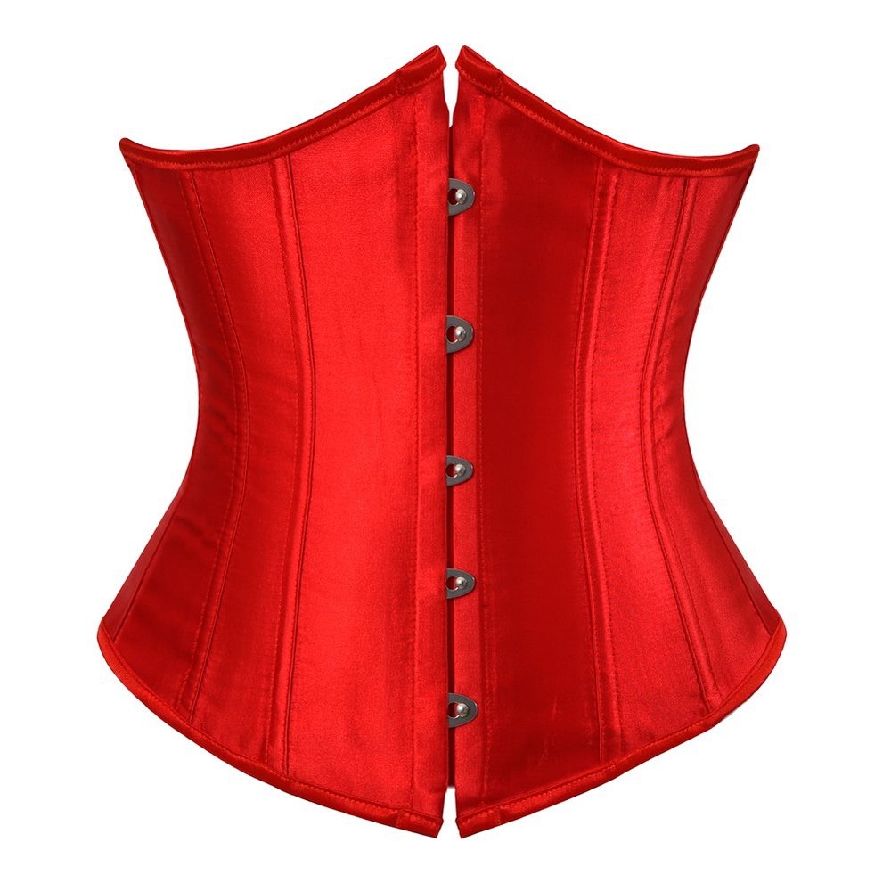 Grebrafan Women's Lace up Boned Brocade Waist Training Underbust Corsets Plus Size (US(18-20) 5XL, Red)