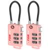 Forge TSA Approved Cable Luggage Locks, 2 Pink Locks, Re-settable Combination with Alloy Body view 1