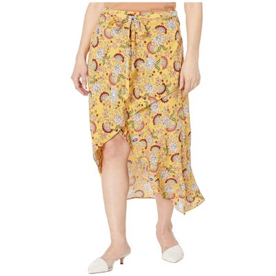 Sanctuary Womens Jamie Floral Hi-Low Midi Skirt Yellow XS