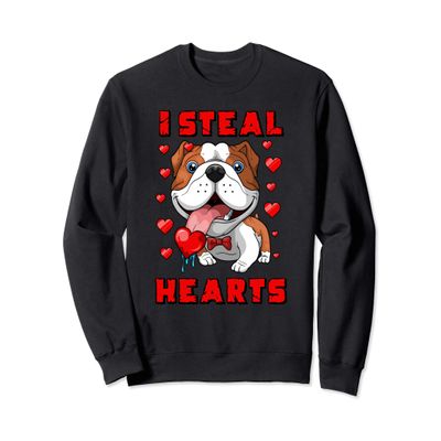 Valentines Day Sweatshirt English Bulldog Dog Girls Kids