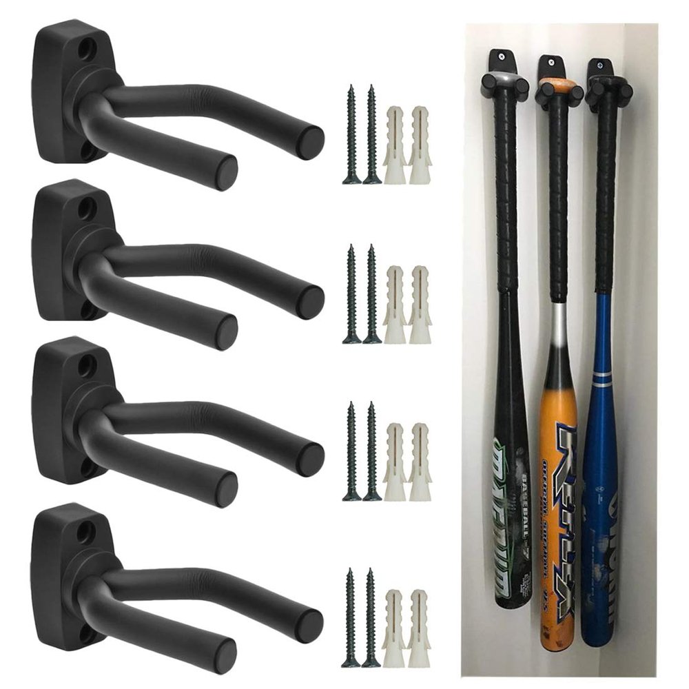 CACTIYE Wall Mount Vertical Baseball Bat Holder(4, Black)